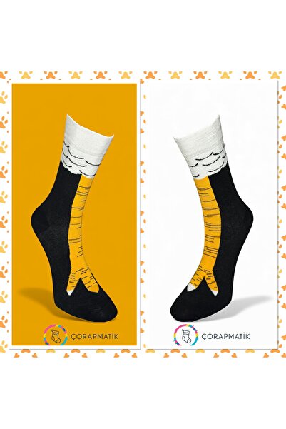 çorapmatik Tavuk Bacağı Desenli Renkli Soket Çorap