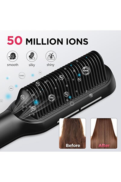 Arabest Hair Straightener Brush 2-in-1 Ionic Comb with LCD, 13 Temps 210℉-450℉