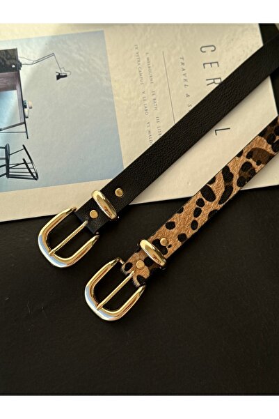 TABA BUTİK Золота тока Детальний жіночий шкіряний ремінь 105 см