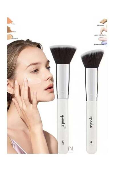 Marble Face Brush M1 + Flat Foundation Brush M2 - Two Pieces