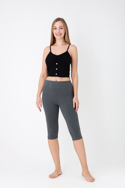 Altınay Women's Gray Capri Leggings (10 Pieces) – 90% Cotton