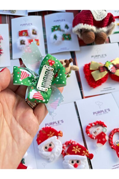 PURPLE'S BİR TUTAM MUTLULUK Green New Year Concept Low Hair Density Baby Hair Clip / Hairless Baby Hair Clip