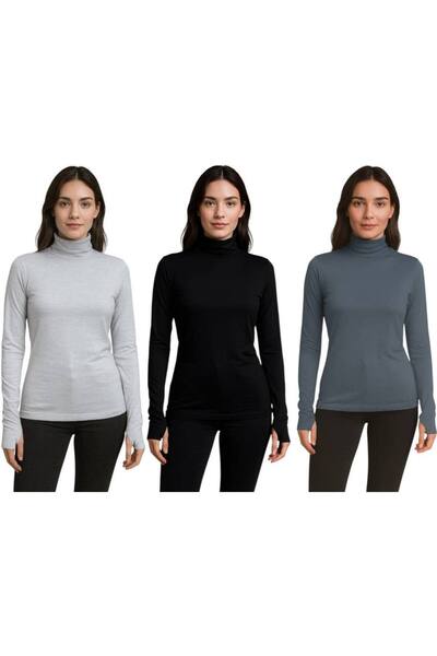 ALDAIYR 3 Pcs Round Neck Women's Long Sleeve Stretch Fabric Bodysuit with Fin...