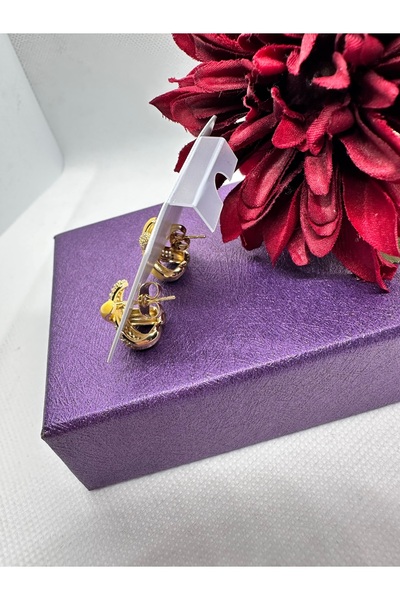 YSX JEWELRY Colorful Mineral X Model Zircon Stone Steel Earrings