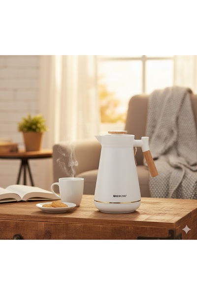 rebune Ribbon Tea & Coffee Thermos, White, 1 L