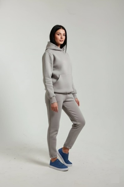 fh fashionhere Women's Soft Top and Bottom 3 Thread Stone Color Tracksuit Set with Side Pockets and Fleece Inside