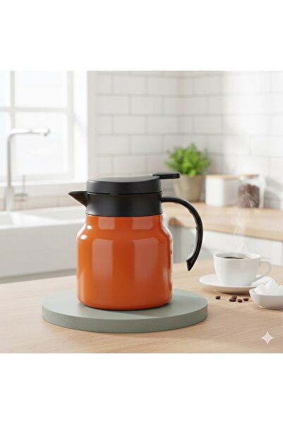 Generic Thermal Coffee/Tea Pot with Strainer, 27 oz, Orange