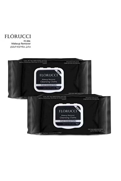 Florucci مناديل إزالة المكياج بخلاصة الصبار والورد، ٢٥ قطعة - FC-٠٠٦