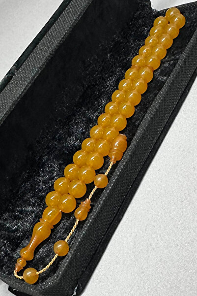 Fabula Silver Usta İşçilikli Büyük Boy Bal Rengi Sıkma Kehribar Tesbih