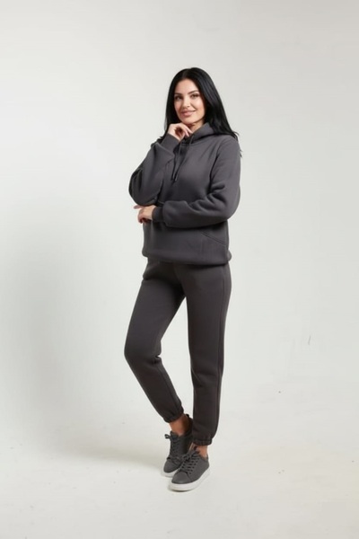 fh fashionhere Women's Soft Top and Bottom 3 Thread Dark Smoked Tracksuit Set with Side Pockets and Fleece Inside