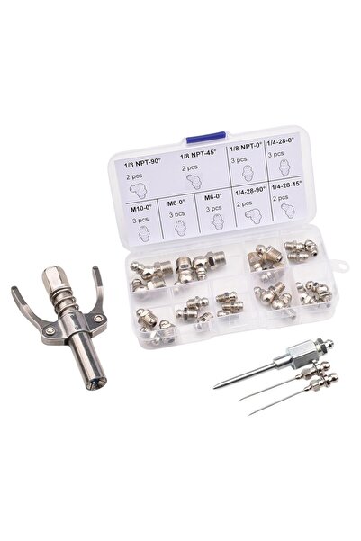 OEM Cutie 23 buc niplu cu cap gresare drept, 2 ace gresare prevazut cu niplu ...