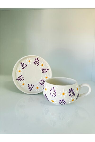 evlashop Daisy Patterned Ceramic Plate Mug/Cup/Mug