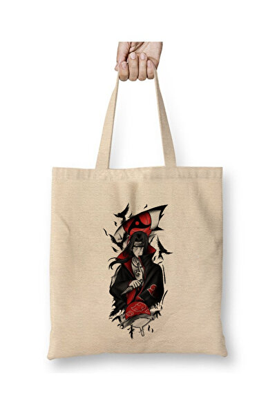 Toyaso Naruto Itachi Uchiha White Cloth Bag Long Handle Shopping Bag Beach Bag