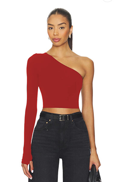 AFR CLOTHES ЖІНОЧИЙ АСИМЕТРИЧНИЙ КОМИР ДВОШАРОВИЙ КАРСЕ ОДНОРУКАВНИЙ КРОП-ТОП