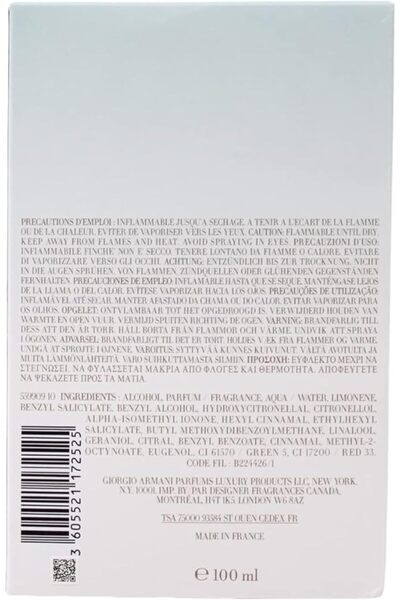 Giorgio Armani Acqua di Gioia Eau de Parfum Spray for Women, 100 ml