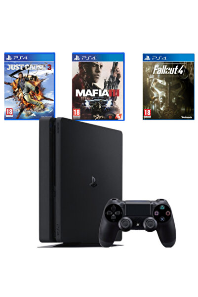 Sony Pachet consolă PlayStation 4 PS4 SLIM 500GB + controller + 3 jocuri la mâna a doua