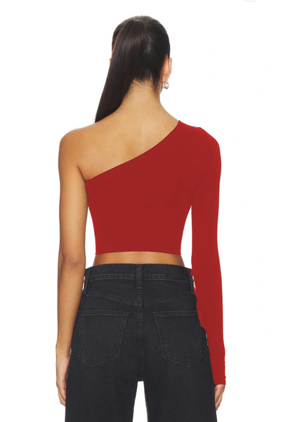 AFR CLOTHES ЖІНОЧИЙ АСИМЕТРИЧНИЙ КОМИР ДВОШАРОВИЙ КАРСЕ ОДНОРУКАВНИЙ КРОП-ТОП