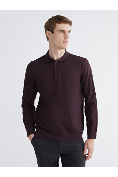 LC Waikiki Southblue plum polo collar men's sweatshirt