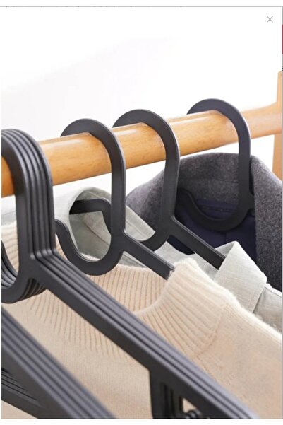 GLOW LUXE 5 Adet Plastik Siyah Elbise Askı Giysi İçin Ek Çentikli