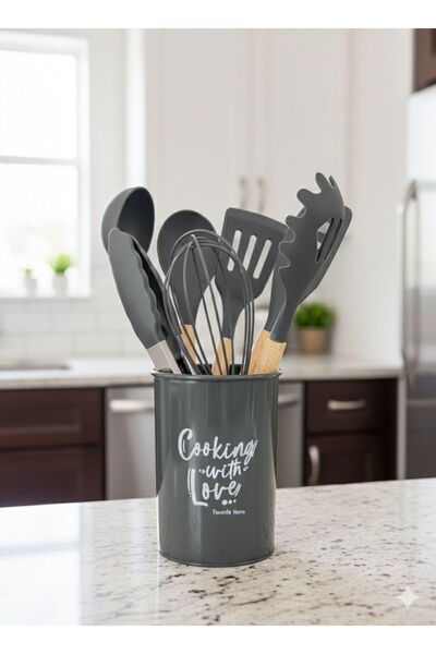 Coş Ev Mutfak GRİ 8'Lİ SİLİKON MUTFAK KEPÇE SETİ