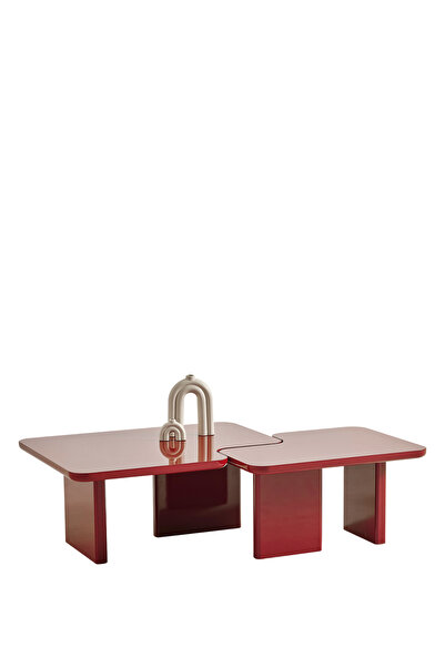 BEKALIVING Murphy Puzzle Bordo Ahşap İkili Orta Sehpa