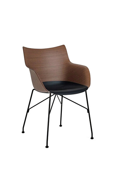 Kartell Q/Wood Ahşap Kollu Kahverengi Siyah Sandalye