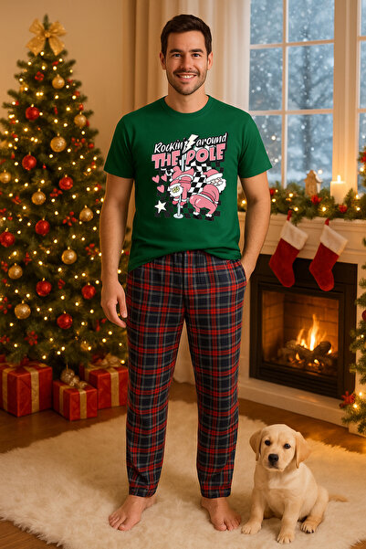 MVRDAR Set pijamale barbati bumbac Colectia Grinch Christmas, sarbatori de Cr...