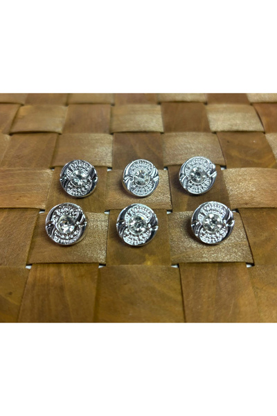 BİGÜMEX زر مرصع بالحجر مقاس 20 (13 ملم) فضي - 10 قطع