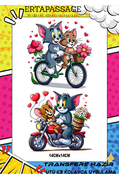ErTaPassage Tom Ve Jerry 005 Ütüyle DTF Transfer Deseni Kumaş, Tişört, Çanta ...