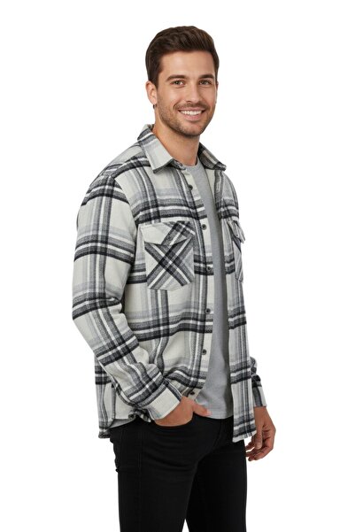 rasstmen Men's Winter Double Pocket Hooded Lumberjack Shirt Bgl-St04869