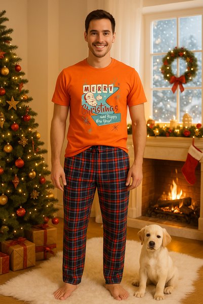 MVRDAR Set pijamale barbati bumbac Colectia Grinch Christmas, sarbatori de Cr...