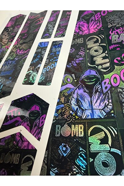 ca kay bu Graffiti Hoodie Temalı Holografik Bisiklet Kadro Sticker Seti – 12 ...