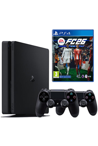 Sony PlayStation 4 SLIM 1TB Console + 2 Wireless Controllers (Used) + EA SPORTS FC 26 (Used)