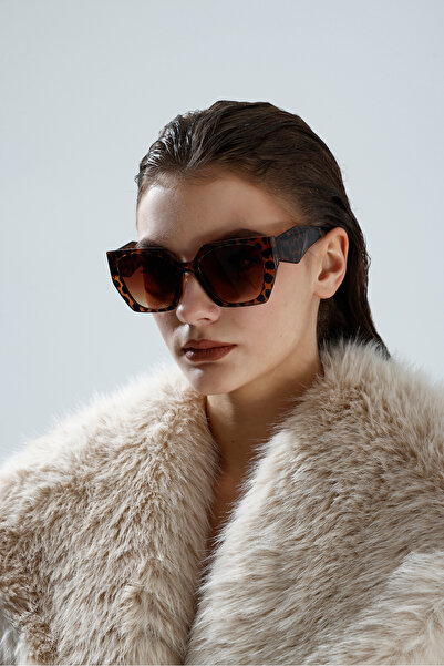 miii Retro Cat Eye Brown Leopard Print Women's Sunglasses