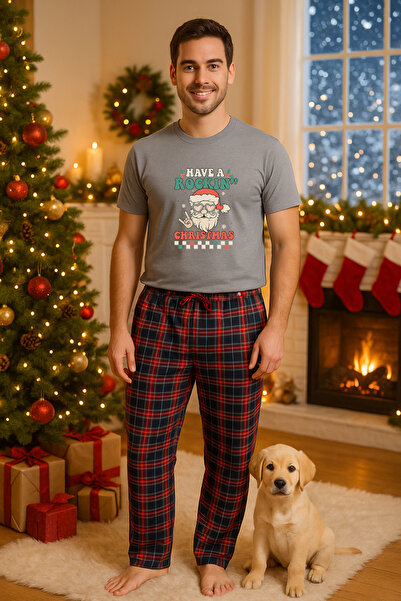 MVRDAR Set pijamale barbati bumbac Colectia Grinch Christmas, sarbatori de Cr...