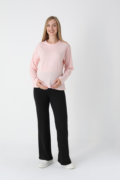 BLACKMORE Women's Pink High Waist Cotton Long Sleeve Tracksuit Set
