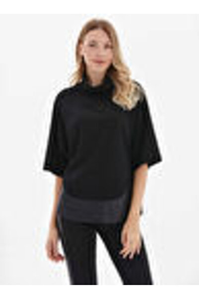 Selen Siyah Kadın Çizgili Standart Bluz 25KSL8255