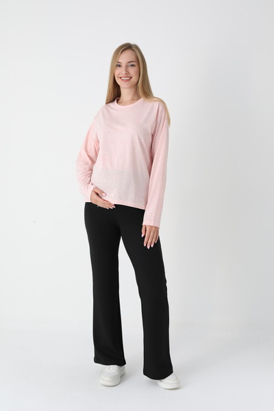BLACKMORE Women's Pink High Waist Cotton Long Sleeve Tracksuit Set