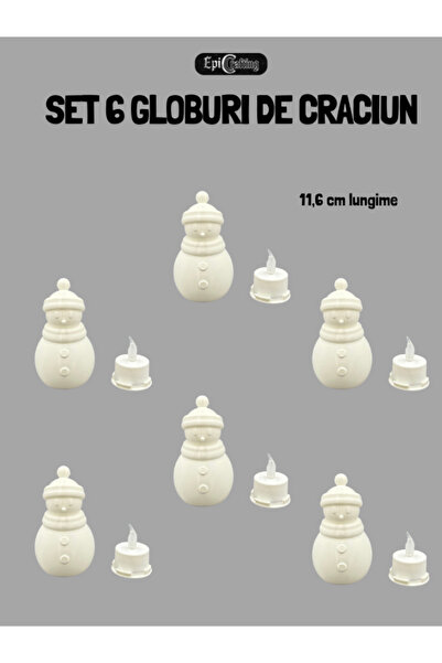 Epic Crafting Set of 6 LED Snowman – Christmas Globes 11.6 cm, Tree Ornament & Holiday Decor, Illuminated