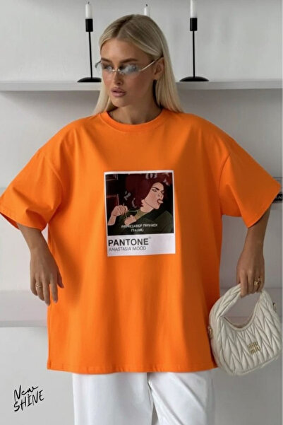 New Shine Pantone cu imprimeu supradimensionat tricou