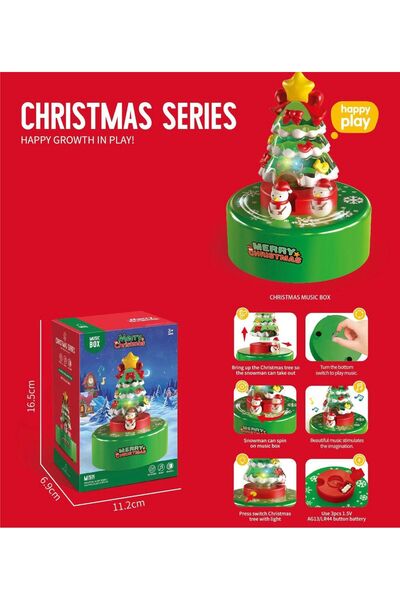 OEM Cutie muzicală Crăciun cu brad luminos și figurine rotative pentru copii