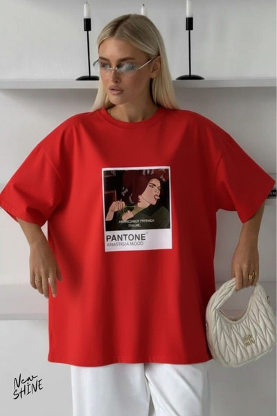 New Shine Pantone cu imprimeu supradimensionat tricou
