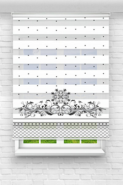 Perdecizade (ENXBOY)SİYAH BENEKLİ DİJİTAL BASKILI ZEBRA PERDE-COCUK ODASI-STOR PERDE