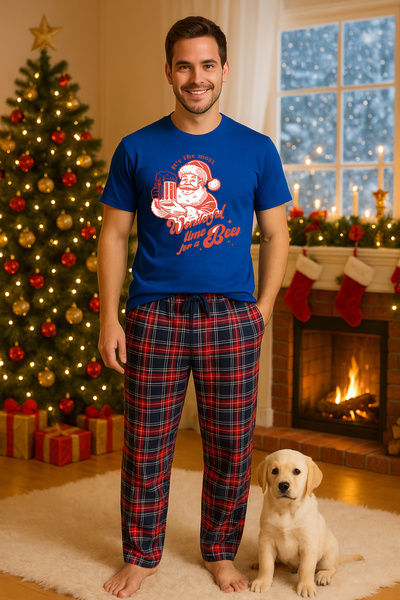 MVRDAR Set pijamale barbati bumbac Colectia Grinch Christmas, sarbatori de Cr...