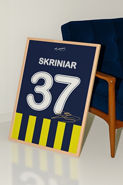 Base Concept Milan Skriniar 37 Numara İmzalı Sarı Lacivert Forma Tablo Poster...