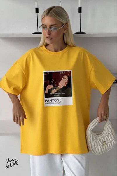 New Shine Pantone cu imprimeu supradimensionat tricou
