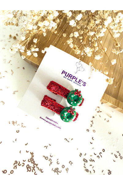 PURPLE'S BİR TUTAM MUTLULUK Set of 2 New Year Themed Girls' Hair Clips / Baby Hair Clips