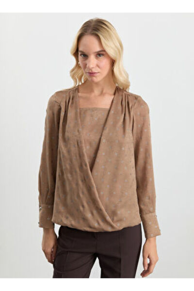 Selen Camel Kadın Çiçek Standart Bluz 25KSL8280