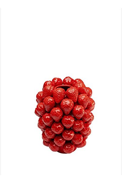 Kare Design Vase Strawberries Kırmızı Porselen Vazo 30 cm
