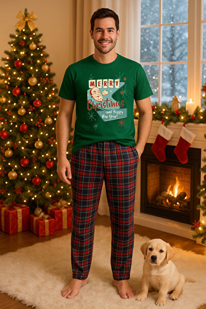 MVRDAR Set pijamale barbati bumbac Colectia Grinch Christmas, sarbatori de Cr...